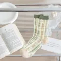 Transparente karierte Wadenlange Kristall-Socken für Damen, sommerliche Netzstrümpfe. - Einheitsgröße / cf7235 Transparentes grünes Karo
