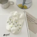 Women breathable low cut invisible socks with cute yellow flower embroidery for summer daily wear - One Size / Yellow Tulip