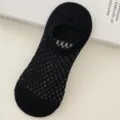 Zwarte mesh onzichtbare lage enkelsokken voor dames, ademende zomer sokken anti slip. - Eén maat / Dunne sokken, zwart