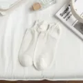 White mesh low cut socks for women, breathable invisible short socks, summer daily wear. - yj2434 White