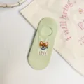Leuke geborduurde hond ondiepe mond bootsokken dunne antislip onzichtbare sokken vrouwen - Eén maat / gs24039 Lichtgroen