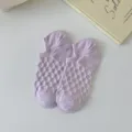 Light purple mesh short socks for women, breathable low-cut boat socks, summer candy color variant. - CF7304 Purple