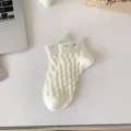 Women white mesh short socks breathable hollow out summer cute sweet ankle socks casual footwear - CF7294 White