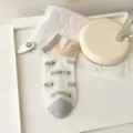 Cute Japanese mesh short socks for women, breathable low-cut boat socks with sweet letter print. - 002 Letters
