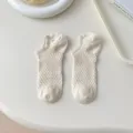 Women's mesh low-cut boat socks, breathable thin spring and summer casual beige invisible socks. - mk3038 Oatmeal