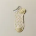 Breathable mesh floral women short socks spring summer casual cotton ankle socks style - MZ5120 Cotton Yellow Rhombus Grid