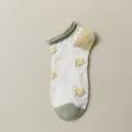 Women mesh short socks breathable floral boat socks summer cute candy color casual socks - 5120 Cotton Socks with Green Rolled Cuff