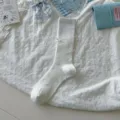 White cute bow cotton crew socks for women, sweet Japanese style daily casual hosiery. - One Size / am2524 Small Bow White