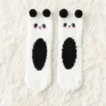 Calzini caldi in pile corallo con panda carino da donna invernali morbidi soffici - Taglia unica / Simpatico animale domestico bianco