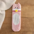 Pink Coral Fleece Fuzzy Cute Cat Socks Thickened Warm Mid-Tube Winter Home Floor Socks Variant - Pink