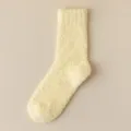 Cozy women coral fleece fuzzy winter warm mid-tube socks soft yellow variant for daily wear. - Yellow