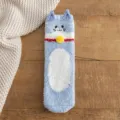 Μπλε γάτα plush κοραλλένιο φλις ζεστές γυναικείες κάλτσες σπιτιού άνετες για εσωτερικό χώρο χειμώνας - Ανοιχτό μπλε