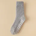 Ζεστές γκρι χνουδωτές κάλτσες fleece με αντιολισθητική σόλα για άνετη χειμερινή χρήση. - Ένα μέγεθος / Γκρι