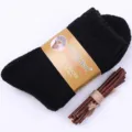 Men winter thick thermal black wool socks with size band and twig prop for cold weather. - One Size / Men's Black