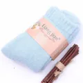Winter thickened wool socks for men solid color warm mid-tube wool loop socks 36-40cm - One Size / Women's Light Blue