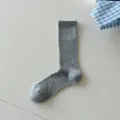 Grey ribbed mid-tube socks, breathable spring and summer daily casual socks for women. - One Size / AM2526 Light Grey