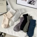 Ανδρικές βαμβακερές casual κοντές κάλτσες μονόχρωμες ρετρό ριβέ άνετες αθλητικές κάλτσες - CX σκούρο γκρι