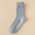 Calzini antiscivolo in morbido pile corallo azzurro chiaro, spessi e caldi per la casa. - Taglia unica / Blu jeans