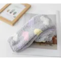 Grey fluffy over-the-knee socks with colorful hearts, thick warm winter coral fleece long socks. - Grey Heart