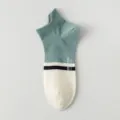 Men Cotton Short Socks Retro Striped Casual Low Cut Breathable Sport Variant Item - CF6110 Black Single Stripe