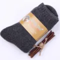 Chaussettes en laine epaisses homme hiver thermiques confortables douces chaussettes - Taille unique / Homme Gris Foncé
