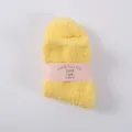 Coral fleece fuzzy socks for women winter warm sleeping socks solid color mid-tube cozy socks - One Size / Yellow