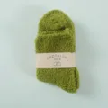 Solid color cozy coral fleece sleep socks, comfortable breathable warm socks for autumn winter - One Size / Grass Green