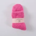 Pink coral fleece sleep socks, soft fuzzy mid-calf winter warm fuzzy cozy socks SKU. - One Size / Rose Red