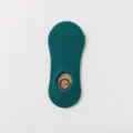 Women solid dark green low cut invisible boat socks non slip casual cotton socks - One Size / Teal