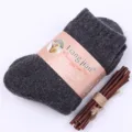 Chaussettes en laine épaisses d'hiver pour hommes, chaussettes bouclées thermiques taille 36-40cm. - Taille unique / Gris foncé femme