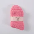 Pink fuzzy coral fleece sleep socks, warm cozy winter mid-tube socks for indoor wear. - One Size / Watermelon red