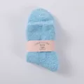 Solid color coral fleece sleep socks in light blue, cozy mid-tube design for comfortable daily wear. - One Size / Light Blue