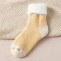 Thick thermal winter socks, cozy yellow knitted plush cuff warm snow socks for women. - One Size / Light Yellow