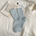 Women thick warm wool cashmere slouch socks for autumn winter cozy indoor floor daily wear - One Size / xhs Milky Blue