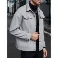Heren grijs revers wollen jas casual business overshirt herfst winter mode kleding - S / Lichtgrijs