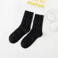 Calzini donna a rombi neri tubo medio primavera estate stile casual cotone traspirante - Taglia unica / Nero