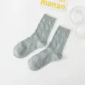 Calzini donna verde chiaro a rombi, calze in cotone pettinato stile minimalista. - Taglia unica / Grigio ardesia