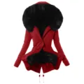 Dames winter warme parka jas rode bovenkleding met zwarte nep bont capuchon trekkoord. - Rood