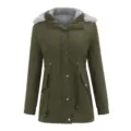 Green Faux Fur Lined Hooded Parka Coat Winter Warm Women's Casual Mid-Length Jacket - S / Tops / Army Green