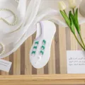 Women white short mesh boat socks low cut floral embroidered invisible cotton summer socks - One Size / Mz5050 Vertical Small Grapes