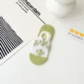 Summer sheer mesh boat socks for women, anti-slip low cut invisible floral casual socks. - One Size / xc1392 Green Heel