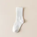 Classic white mid-tube ribbed socks for women, simple casual daily wear spring style cotton. - One Size / HC Bleached White