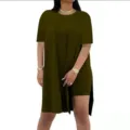 Casual zomer effen losse ronde hals korte mouw top en korte broek tweedelig setje voor dames. - S / Top en Broek / Legergroen