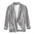 Blazer casual de algodon y lino para hombre chaqueta gris top de traje variante estilo - Gris