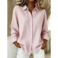 Camicia donna rosa a quadri vichy maniche lunghe con colletto rovesciato stile casual. - XS / Rosa