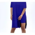 Casual solid color loose round neck short sleeve top and shorts two piece set for women. - S / Top And Bottom / Blue