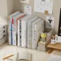 Clear acrylic bookend desktop bookshelf organizer for office student book storage display shelf - Clear White