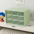 Green 9-grid desktop storage box with transparent drawers, compact organizer for office and dorm. - Green