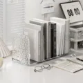 Clear acrylic bookend for desk organization, transparent desktop bookshelf and book holder storage rack. - Clear White