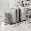 Clear Acrylic Bookend Desktop Organizer Large Capacity File Holder for Office Study School - Transparent Gray